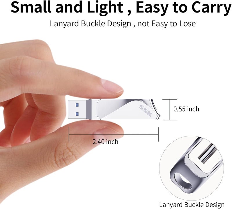 SSK 128GB USB C Flash Drive Dual Drive 2 in 1 OTG USB A 3.2 Gen 1+ Type C Memory Stick Thumb Drive, Thunderbolt Pendrive up to 200MB/s Transfer Speed Photo Stick for Android Phones/Tablets/Mac/Laptop - Image 4